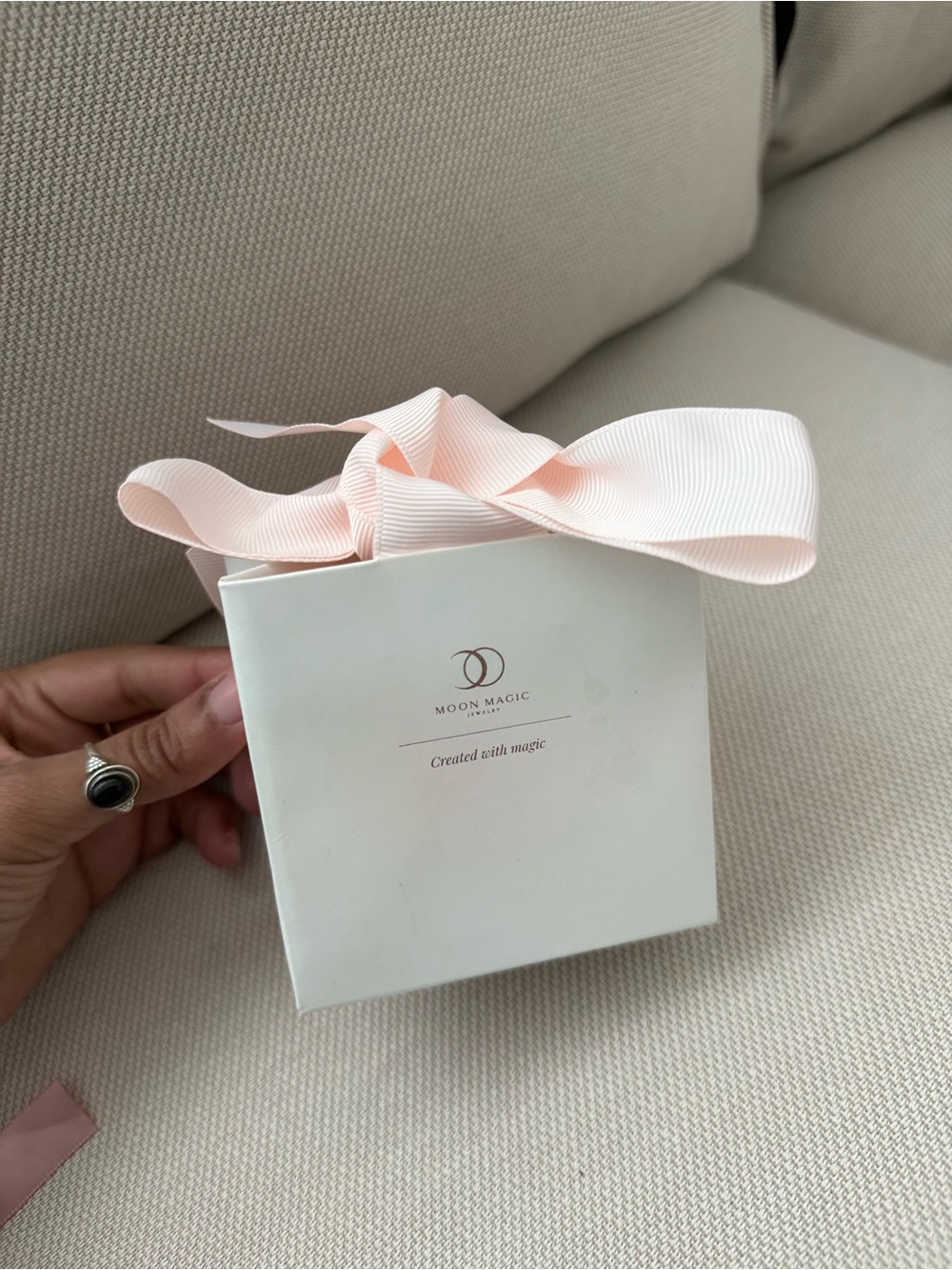 Moon Magic Gift Box with Pale Pink Ribbon